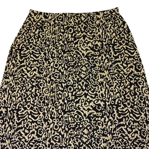 Mirasol Vintage Abstract Gold and Black Stretchy Women's Midi Skirt Size M - Picture 2 of 7